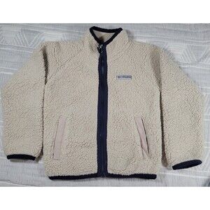 Columbia Kids Sherpa Fleece Jacket Cream / Navy Trim – Size XS (6/7)